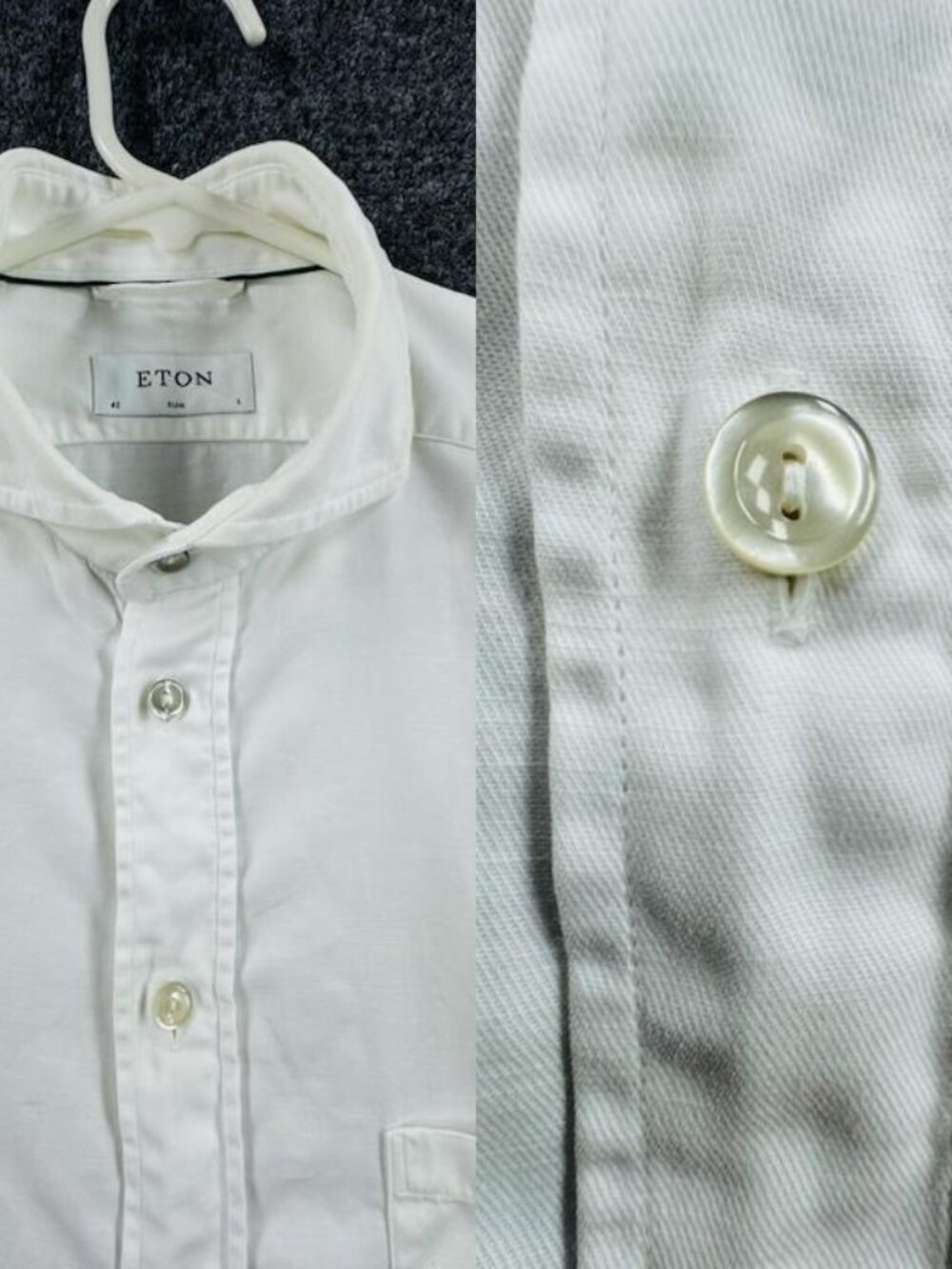 Eton Newham Slim Mens Large White Premium Shirt Elegant Pocket Long Sleeve Solid